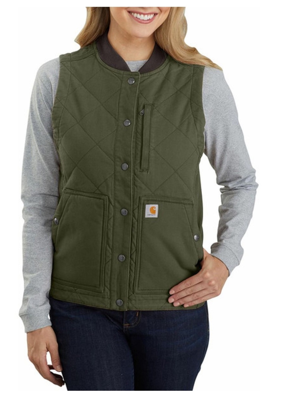 Carhartt Women's Quilted Canvas Vest in Olive Green